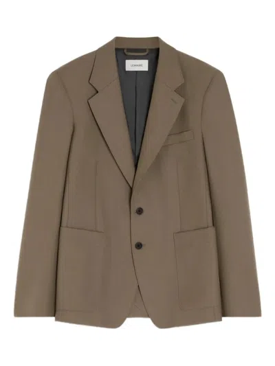 Lemaire Tailored Sb Jacket In Brown