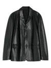 Lemaire Tailored Single-breasted Leather Jacket In Black