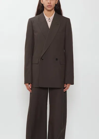 Lemaire Tailored Wool Jacket In Brown