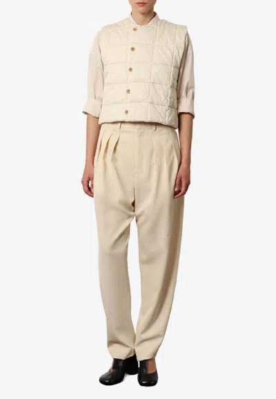 Lemaire Tailored Wool-blend Pants In Brown