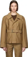 Lemaire Tan Belted Two Pocket Jacket In Br460 Camel