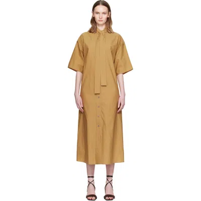 Lemaire Tan Reversible Tube Midi Dress In Brown