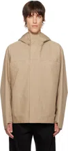 Lemaire Tan Soft Technical Parka Jacket In Br458 Latte Coffee