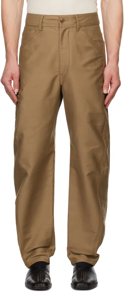 Lemaire Tan Twisted Workwear Trousers In Br460 Camel