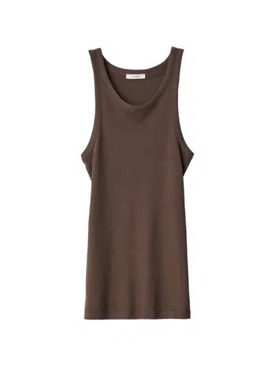 Lemaire Tank Top In Ribbed Jersey In Brown