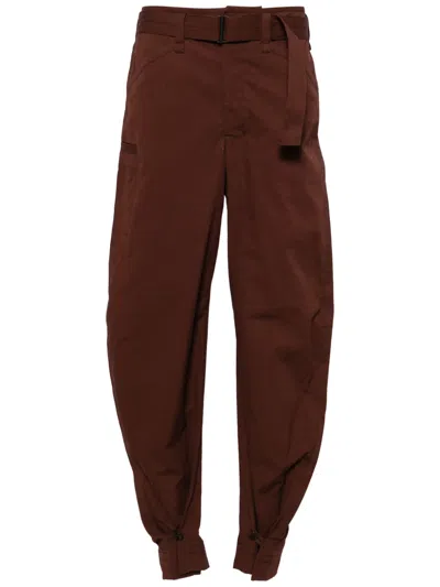 Lemaire Tapered-leg Cotton Trousers In Brown