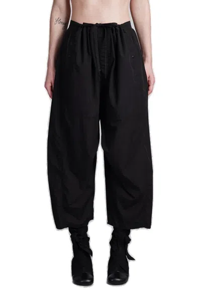 Lemaire Tapered Leg Drawstring Waist Trousers In Black