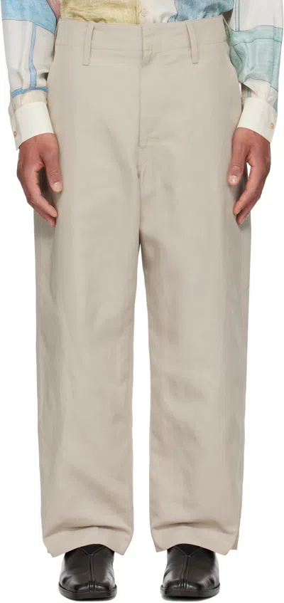 Lemaire Taupe Big Chino Trousers In Bg200 Mastic