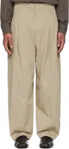 Lemaire Maxi Pleated Cotton Twill Tapered Pants In Gr601 Light Sage