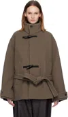 Lemaire Taupe Short Duffle Coat In Brown