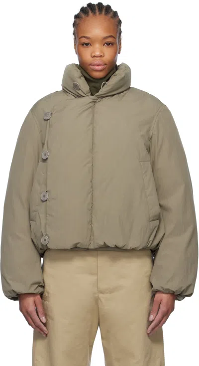 Lemaire Taupe Short Puffer Down Jacket In Gr685 Desert Sage