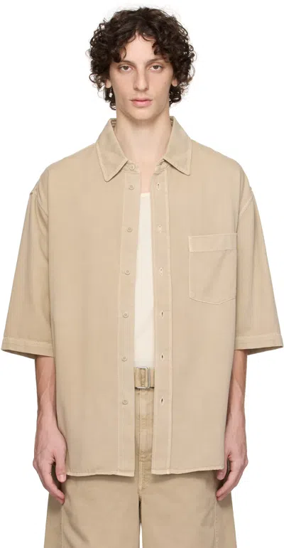 Lemaire Taupe S/s Denim Shirt In Neutral