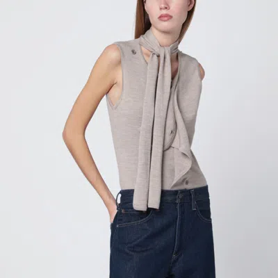 Lemaire Taupe Wool Blend Waistcoat In Brown