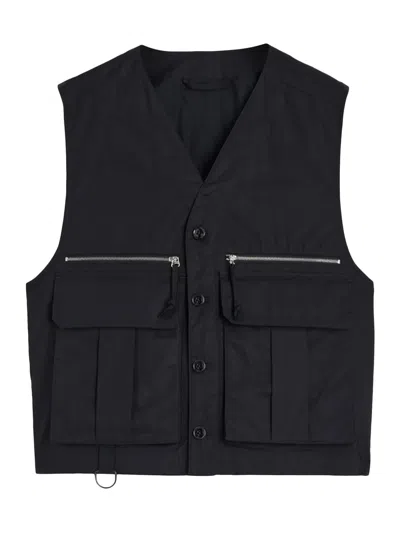 Lemaire Cropped Vest With V-neckline And Utility Pockets In Black