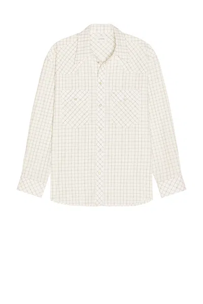Lemaire Textured Cotton Check Western Check Shirt In Neutral