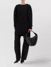 Lemaire Textured Knit Long Sleeve Sweater With Side Slits In Black