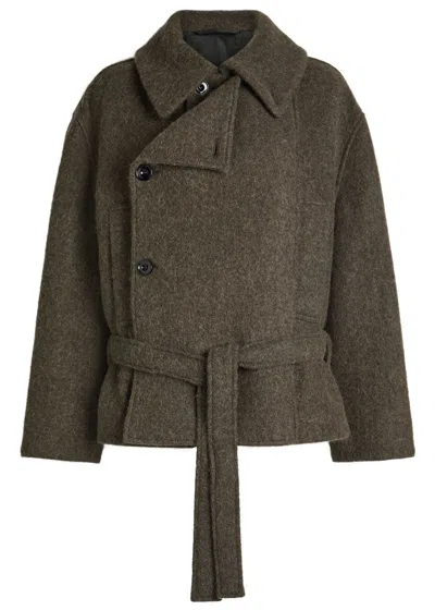 Lemaire Textured Wool And Alpaca-blend Coat In Brown