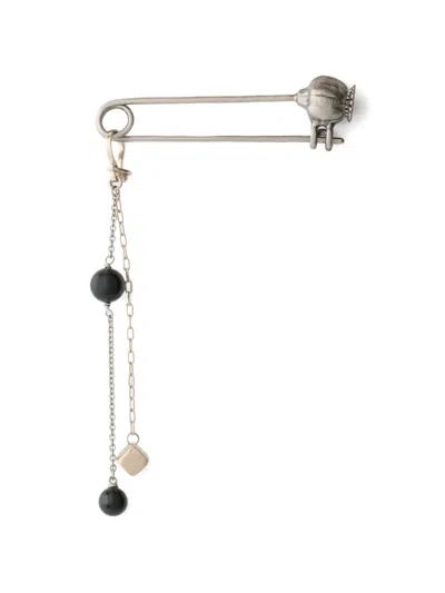 Lemaire Thistle Bead Safety-pin Brooch In Silver