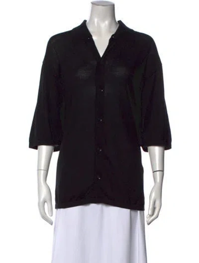 Pre-owned Lemaire Three-quarter Sleeve Button-up Top In Black