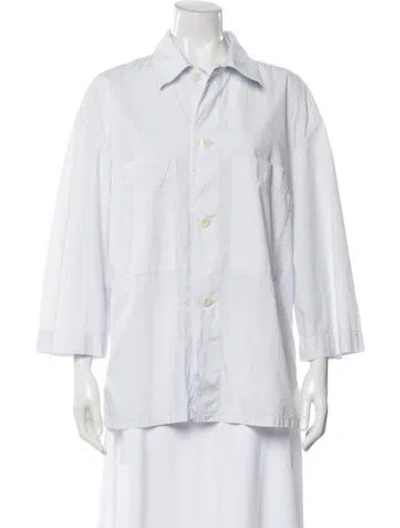 Pre-owned Lemaire Three-quarter Sleeve Button-up Top In White