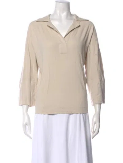 Pre-owned Lemaire Three-quarter Sleeve Polo In Neutral