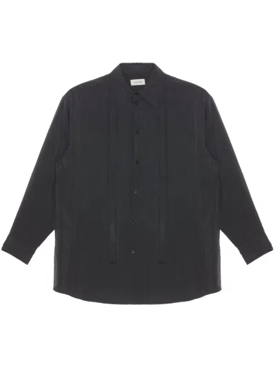 Lemaire Tie-detail Shirt In Brown