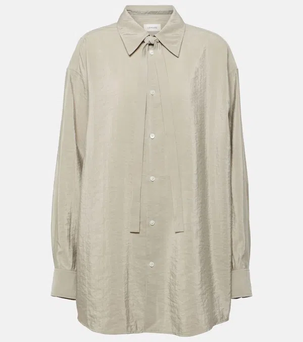 LEMAIRE tie-detail satin shirt - Grey