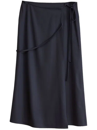 Lemaire Tie-fastening Wrap Maxi Skirt In Jet Black