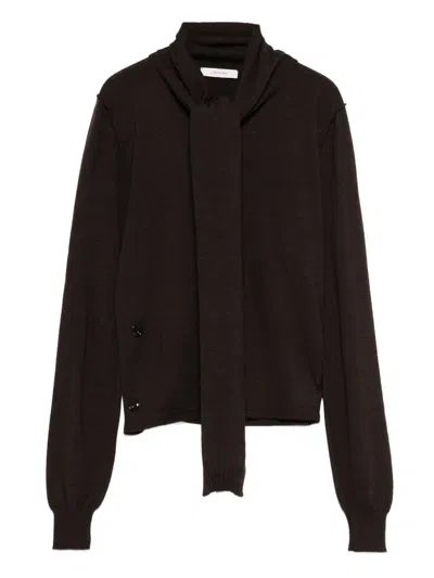 LEMAIRE TIE-NECK BUTTON-DETAIL TOP