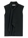 Lemaire Anthracite Grey Wool Asymmetrical Sleeveless Cardigan In Black