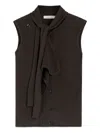Lemaire Asymmetric Sleeveless Cardigan In Brown