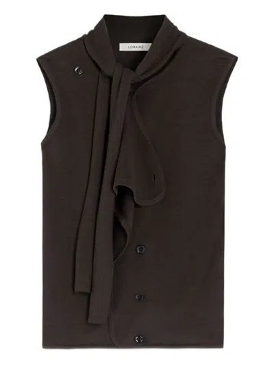 Lemaire Asymmetric Sleeveless Cardigan In Black