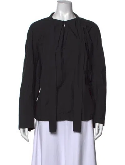 Pre-owned Lemaire Tie Neck Long Sleeve Blouse In Black