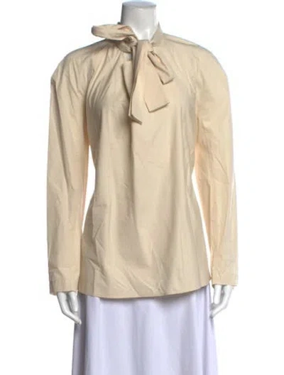 Pre-owned Lemaire Tie Neck Long Sleeve Blouse In Neutrals