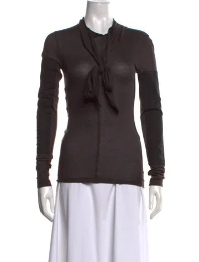 Pre-owned Lemaire Tie Neck Long Sleeve Top In Grey
