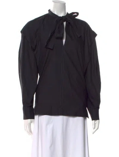 Pre-owned Lemaire Tie Neck Long Sleeve Top W/ Tags In Black