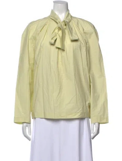 Pre-owned Lemaire Tie Neck Long Sleeve Top W/ Tags In Green