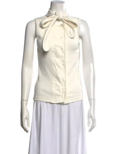Pre-owned Lemaire Tie Neck Sleeveless Button-up Top W/ Tags In White