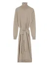 Lemaire Tie-waist Turtleneck Dress Light Taupe In Neutral