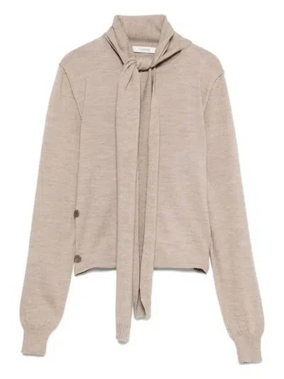 LEMAIRE TIED-NECK BUTTON-DETAIL TOP - WOMEN'S - WOOL/ACRYLIC