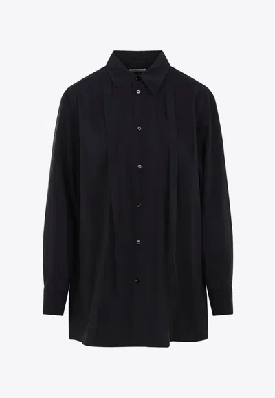 Lemaire Tied Neck Buttoned Shirt In Black