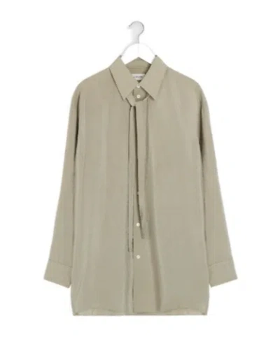 Lemaire Tied-neck Buttoned Shirt In Brown