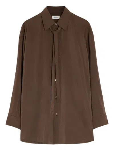 Lemaire Tied-neck Shirt In Brown
