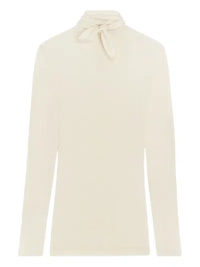 Lemaire Tied-neck T-shirt In White