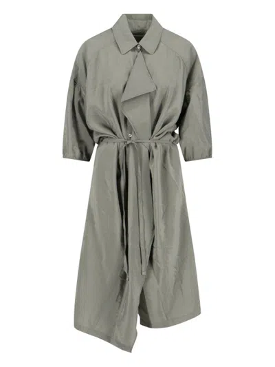 Lemaire Tied Waist Asymmetrical Midi Shirt Dress In Gray