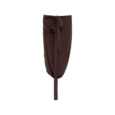 Lemaire Tie-detail Draped Midi Skirt In Brown