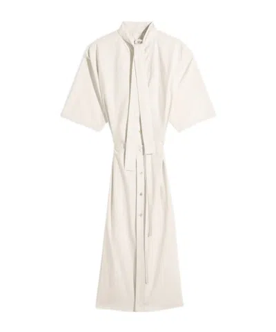 Lemaire Tie-neck Button Midi Dress In White
