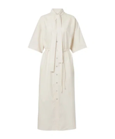 Lemaire Tie-neck Cotton And Silk Shirt Dress In Neutral