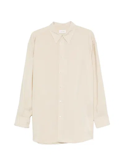 Lemaire Tie-neck Long-sleeve Shirt In Neutral
