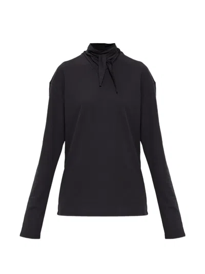 Lemaire Tie-neck Long-sleeve Top In Black